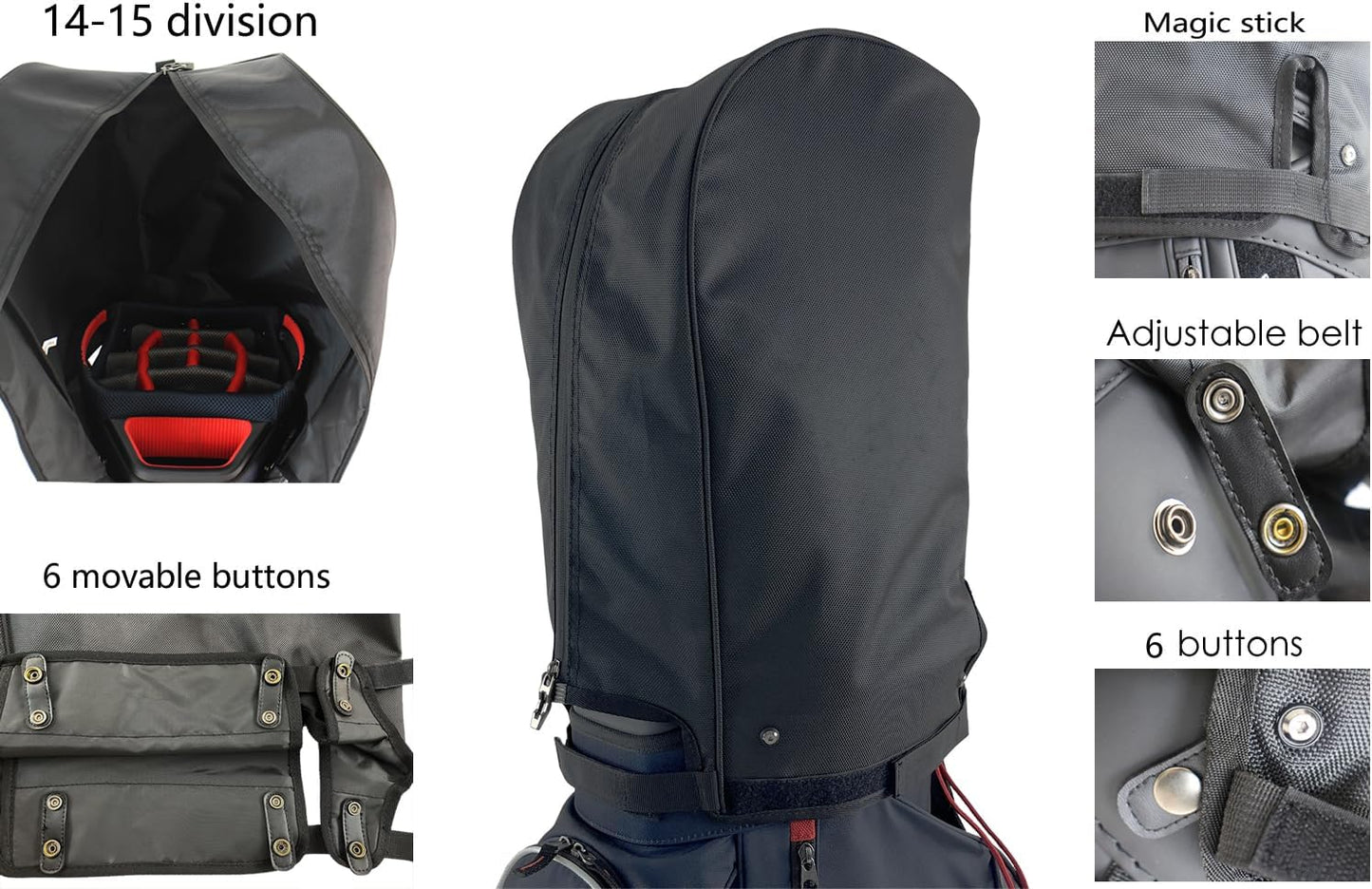 BOYEA & SKULLEAP Golf Bag Cover rain Cover/Hood Nylon Waterproof dust Cover Fits Most Golf cart Bags Easy to use Collapsible and removabl Golf Accessory Gifts (1680D Nylon, Large)