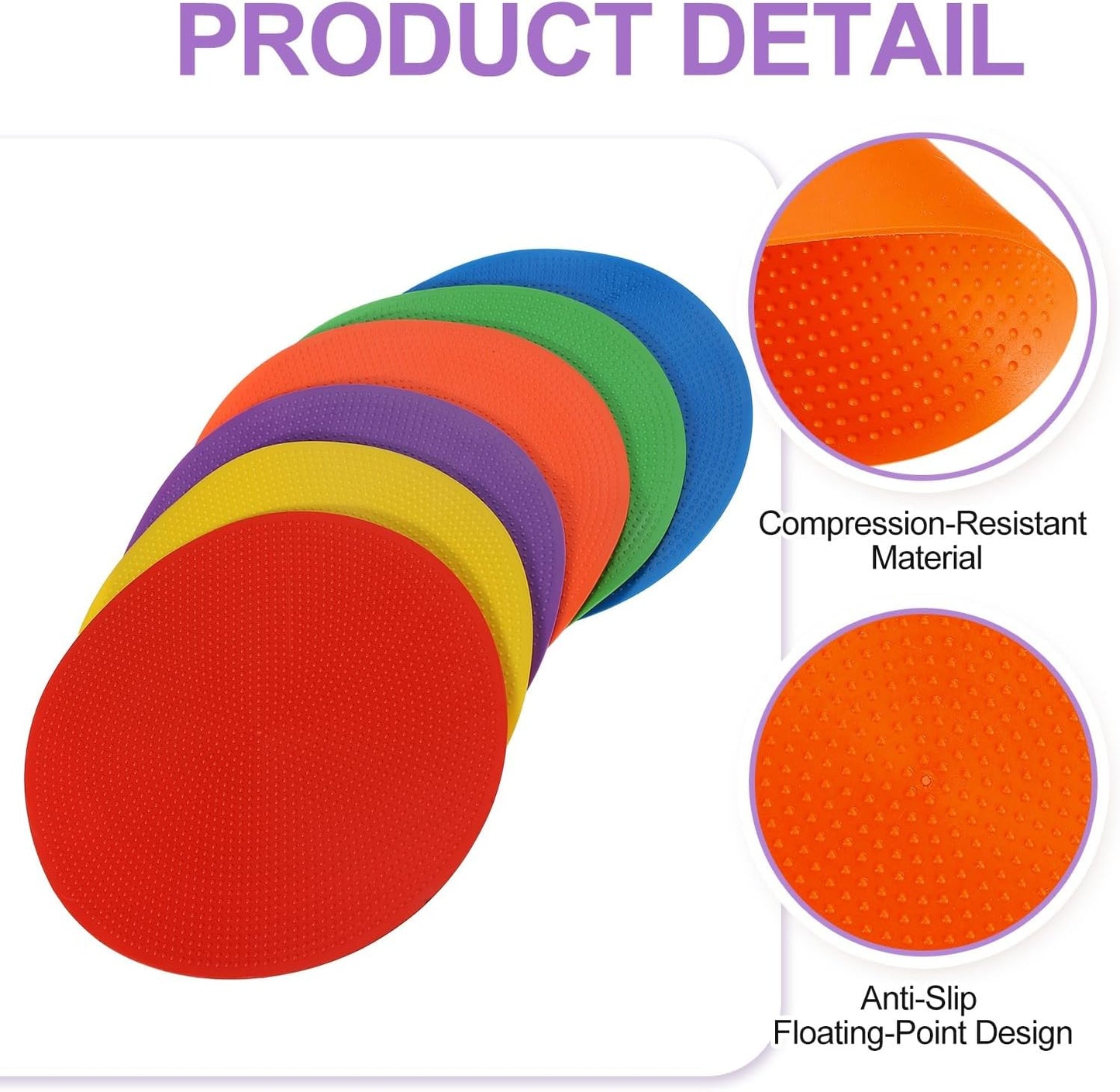 PATIKIL Spot Markers, Non-Slip Floor Dots Agility Markers Flat Field Cone Poly Dot