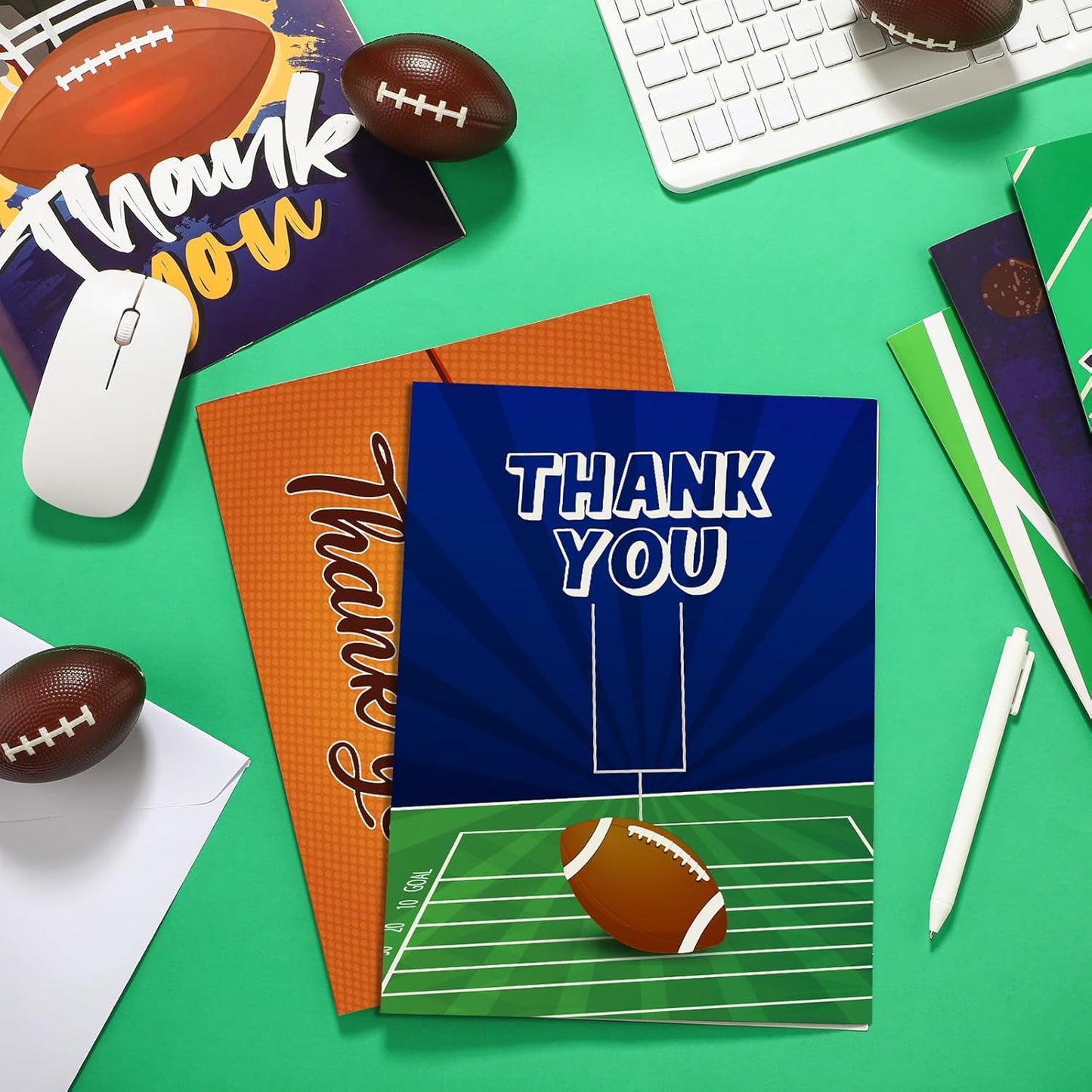 6 Pack Jumbo Thank You Card for Coach with Envelopes 8.5x11 Inch Thank You Cards Gifts from the Team Group Sports Themed Greeting Cards for Teacher Appreciation Gift(Football)