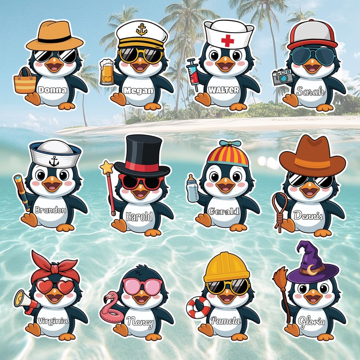 Personalized Name Cute Penguin Cruise Door Magnet Large Size - Custom Text Cruise Ship Sign, Magnetic Decoration, Funny Magnet for Cabin Door, Family Vacation, Travel - Waterproof, Reusable