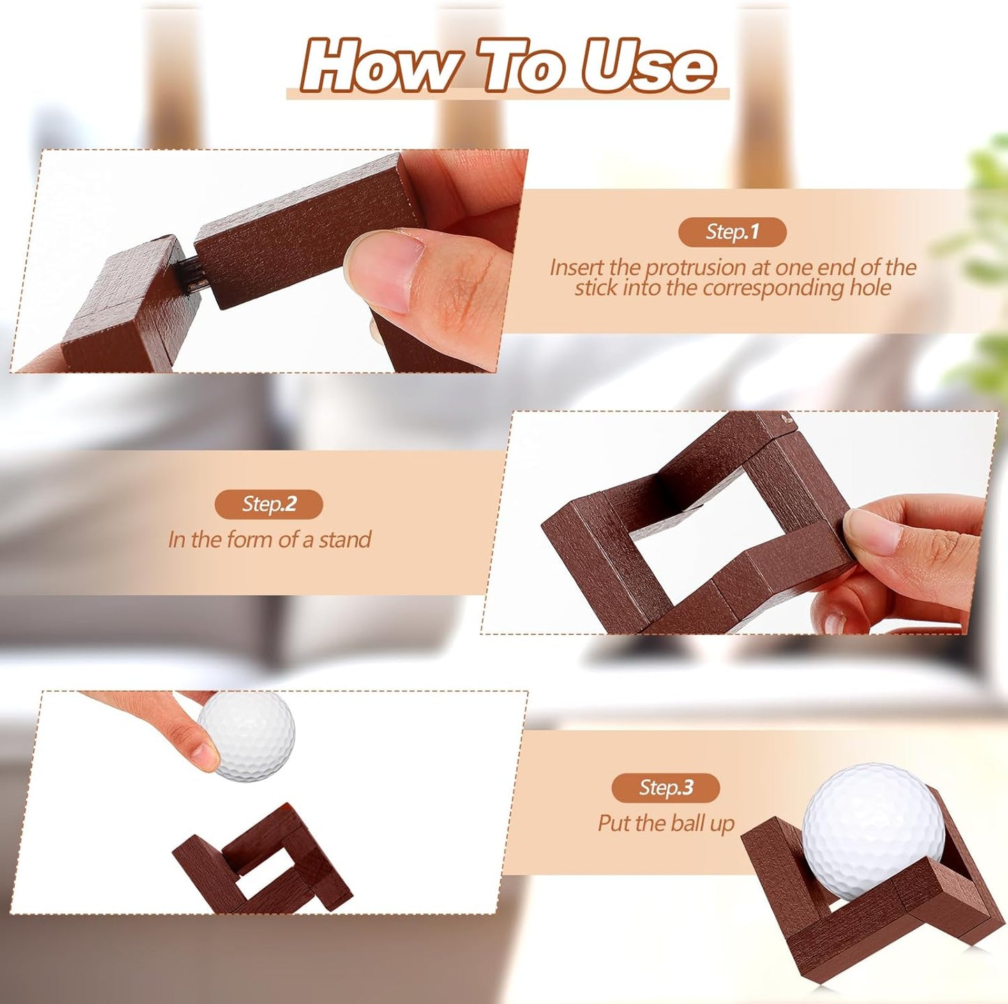 1 Pack Golf Ball Display Stand 1.97 Inch Wooden Golfball Display Case Baseball Rack Holder for Souvenir Collections Tabletop Decor Men Golf Enthusiasts(Walnut Color)