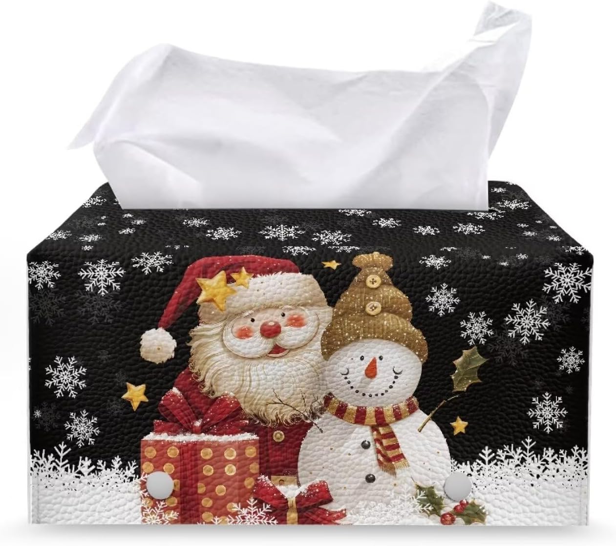 Snowman Tissue Box Cover Christmas Santa Tissue Cover Rectangular Facial Paper Organizer Christmas Home Decoration for Living Room Bathroom Car Tabletop