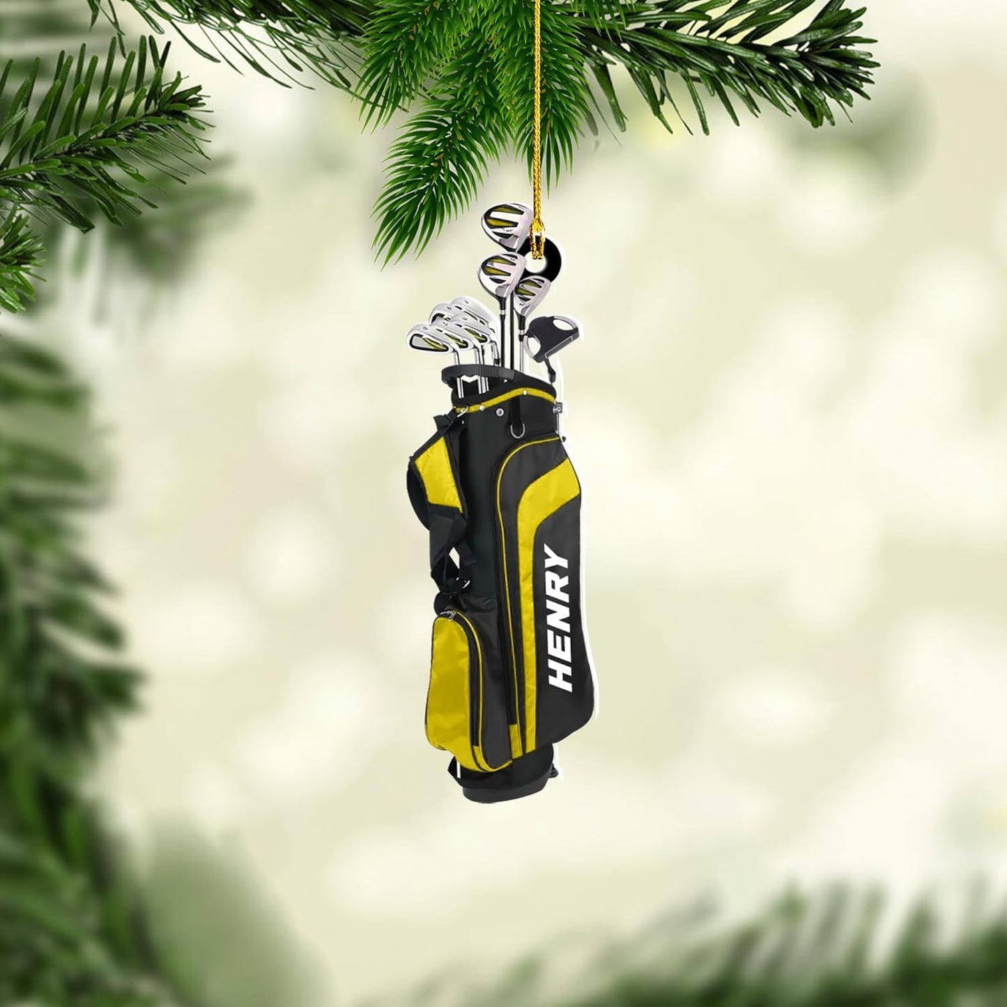 Personalized Golf Ornaments for Christmas Tree 2025 Custom Golf Christmas Ornament Golfing Bag Ornament Sports Golf Cart Ornaments Gift for Golfer Bag Golfing Lovers Hanging Decoration (G7)
