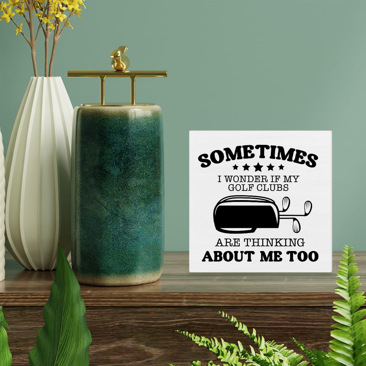 Golf Quote Wooden Wall Art, 5 INCHES x 5 INCHES, White, Custom Style, Wall Mount, Home/Office Decor, Gift