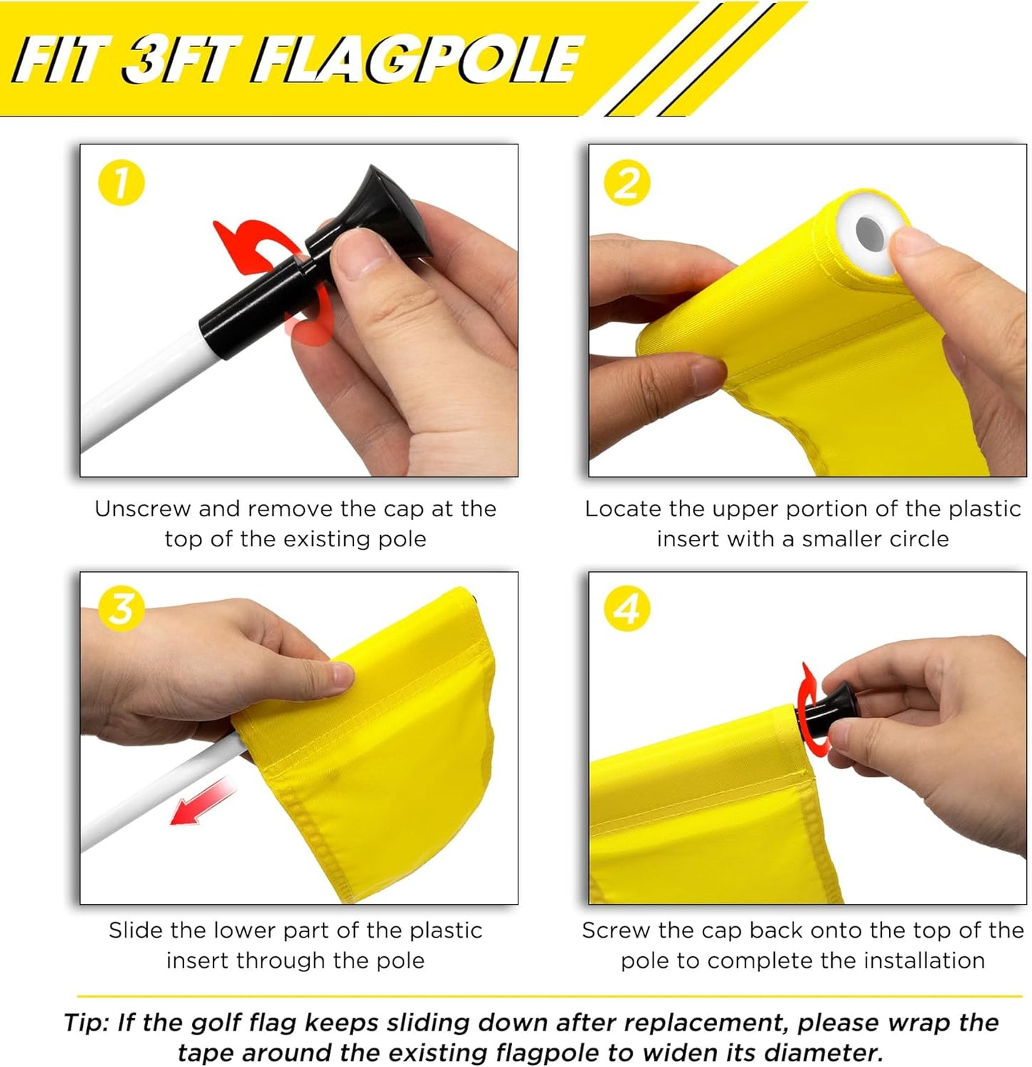 KINGTOP Solid Golf Flag All 8x6 Inch - 420D Nylon, Tube Inserted - Mini Putting Green Flags for Backyard Practice