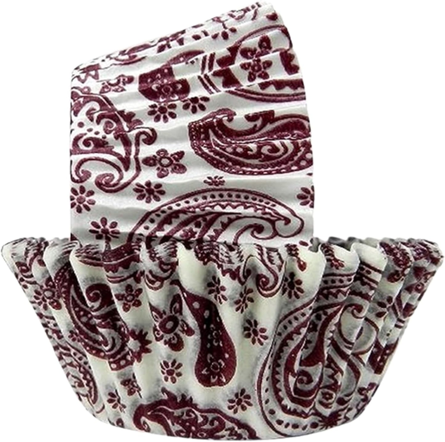 Regency Wraps Greaseproof Professional Grade Baking Cups, Pack of 40, Standard Liners, Burgundy Paisley, for Cupcakes, Muffins, Candy, Non Stick