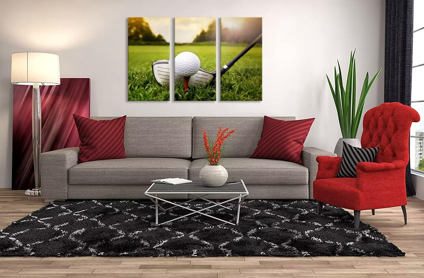 chenchenArt Golf Wall Art Pictures Golf Wall Decor for Living Room Bedroom Home Decorations Golf Artwork Canvas Prints Framed Ready to Hang(12''W x 24''H x3)