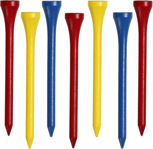 Golf Tees, 3 1/4Inch, 77 Count,Professional Deluxe Wooden Golf Tee, More Than 20 Colors Combination, Natural Hard Wood Golf Tee