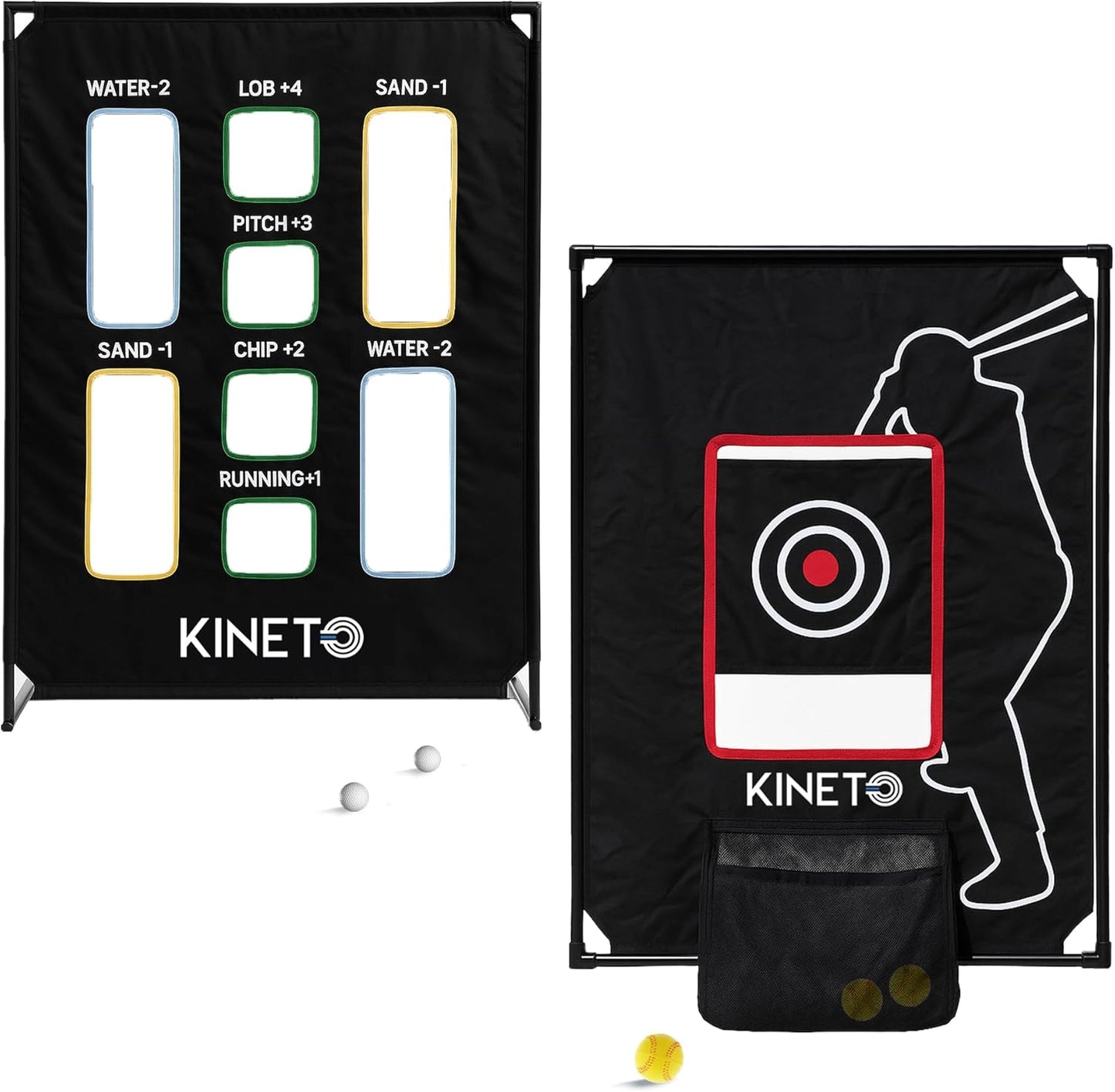 Kineto Training Set – Golf Swing Net, 8-Zone Chipping Target, Baseball Pitch Trainer – Durable, Portable, Tool-Free net for Backyard or Indoor use