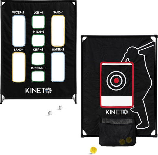 Kineto Training Set – Golf Swing Net, 8-Zone Chipping Target, Baseball Pitch Trainer – Durable, Portable, Tool-Free net for Backyard or Indoor use