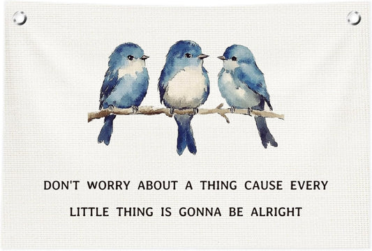 Positive Affirmations Wall Decor,Motivational Inspirational Wall Art,Every Little Thing Is Gonna Be Alright Canvas Banner Flags for Home Office Bedroom,30x20 Inch