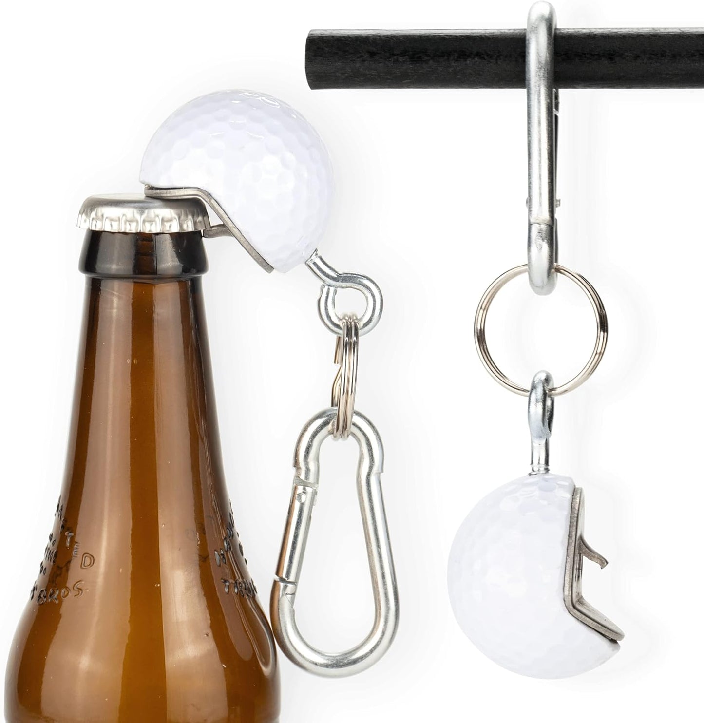 Golf Ball Bottle Opener made from Real Golf Ball, Keychain Bottle Opener Carabiner, Best Golf Gifts for Men Golf Gift Ideas