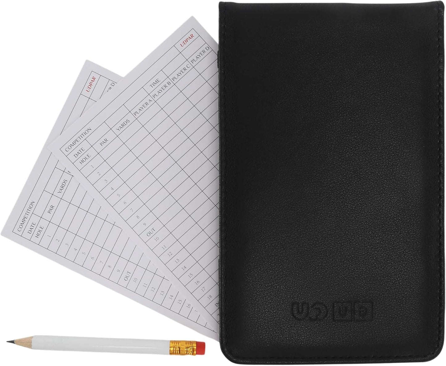 Golf Scorecard Holder (6 Colors - Premium Vegan Leather) | Yardage Book (4-Pack, Waterproof Stone Paper) | Scorecards (20-Pack White Cardstock) – Idea Gift for Golfers