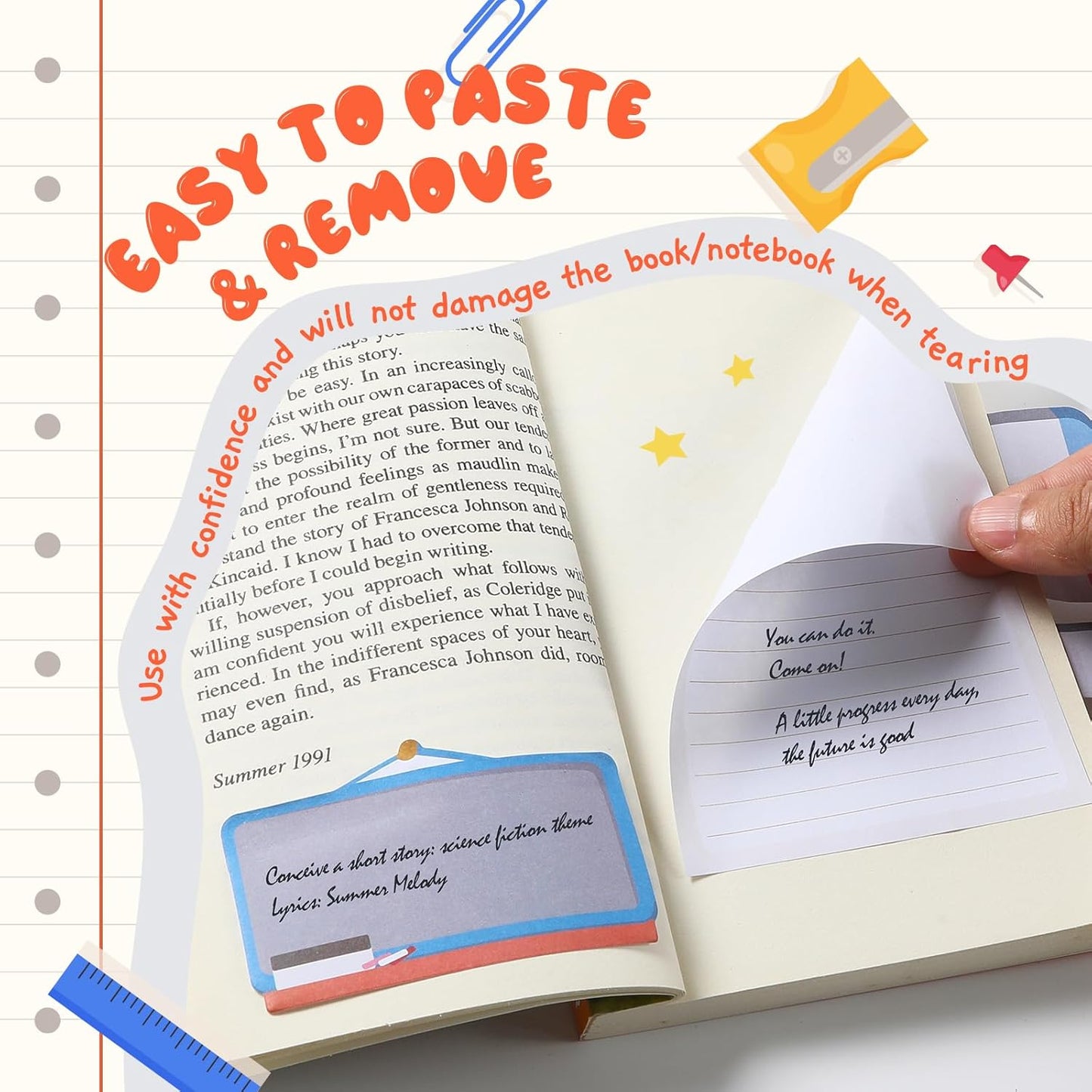 Hommie Sticky Notes Set, Teaching is A Work of Heart Divider Sticky Planner Sticky Note Teacher Appreciation Gift for School Supplies, Bible Supplies, Office Book Notes