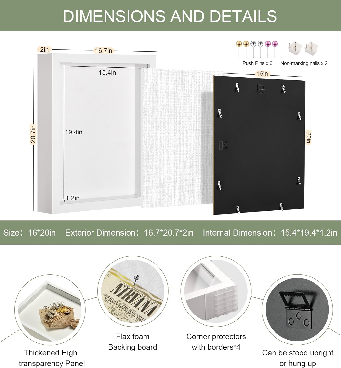 16x20 Shadow Box Display Case Picture Frame with Soft Linen Back, Large Deep Black Shadow Box 16x20 for Flowers Medal Display Case Jersey pet Graduation Memorabilia Baby Ltems Crafts Photos