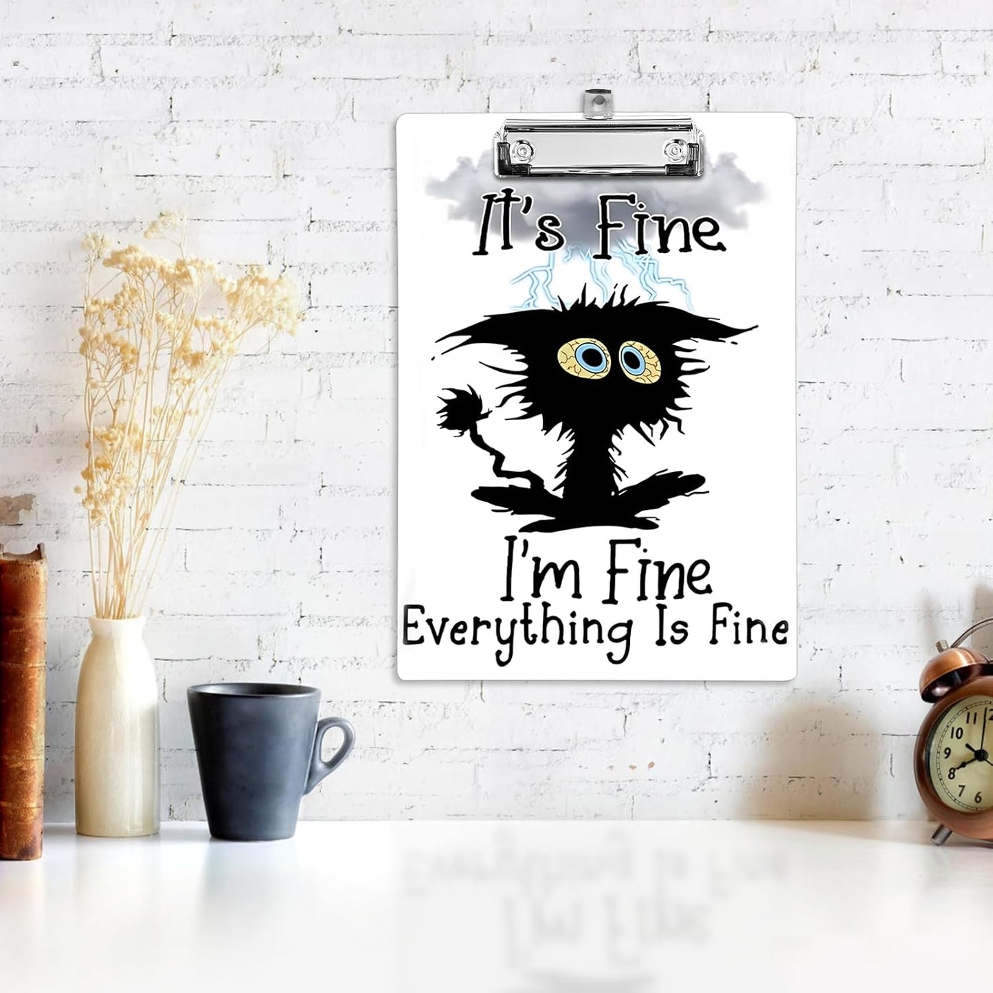 Plastic A4 Clipboards, Cute Fashion Clipboard Decorative, 12.2" x 8.7" Standard A4 Size Clipboards, Plastic Acrylic Clipboard for Teacher, Social Worker, Students,Women, Office Supplies (I'm fine)