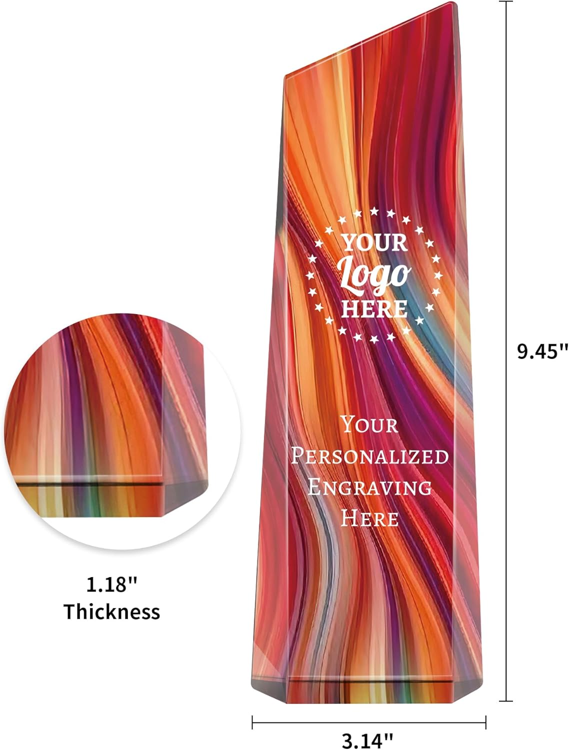 Personalized Crystal Trophy Award - Award for Employees- Plaques Custom Engraved- Coworker Gift,Employee Appreciation Gift,Ideal for Business Events and Occasions (Custom Logo/Engraved)