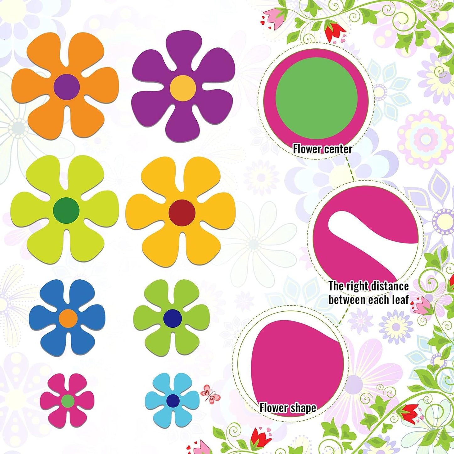 Outus Car Flower Magnet Funny Magnetic Decals Decorations Cute Fridge Magnets 60s Flower Cutout Magnet for Car Home Door Refrigerator (24 Pieces,3.9 x 3.9 Inch, 2.2 x 2.2 Inch, 5.1 x 5.1 Inch)