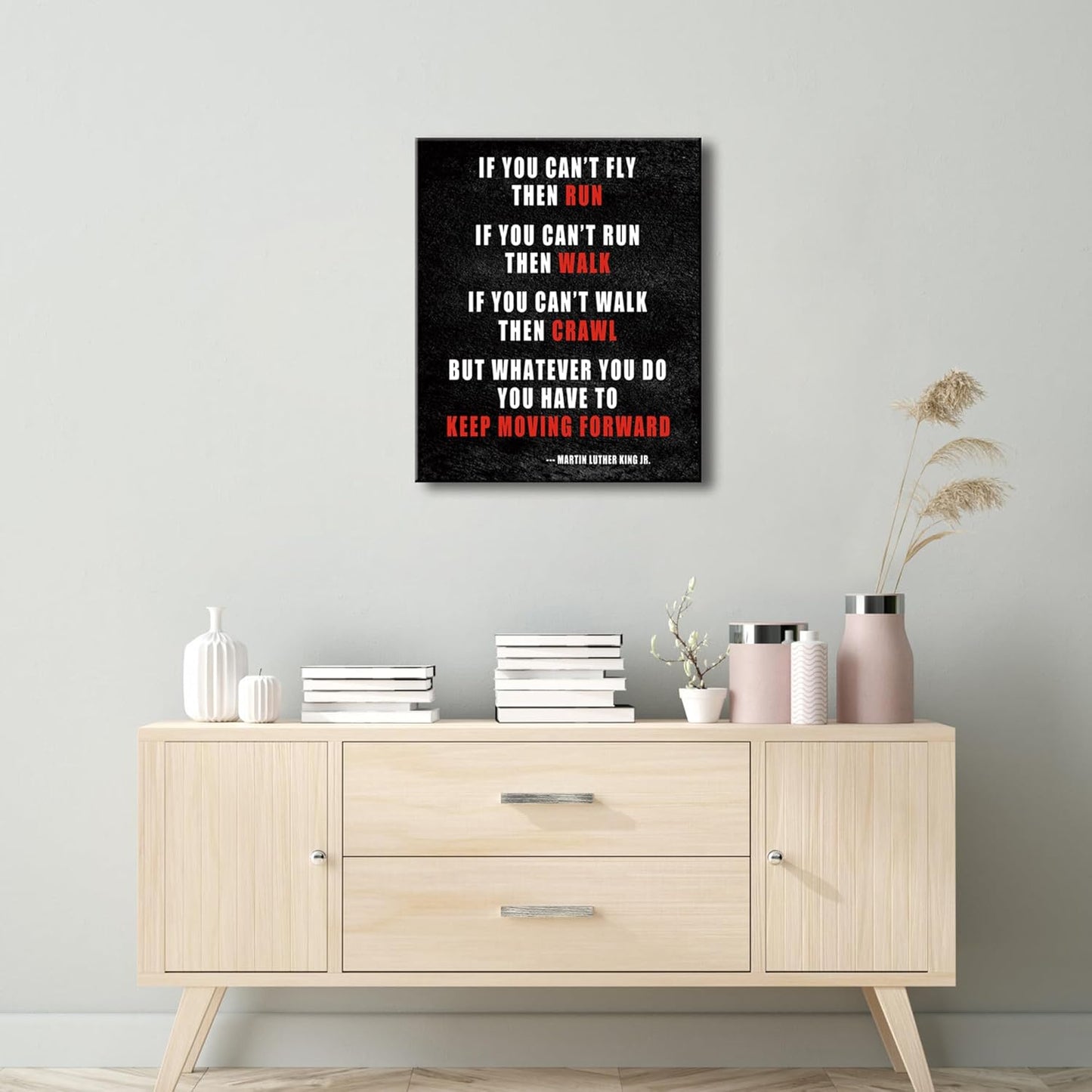 Pyradecor Keep Moving Forward Motivational Classroom Positive Quotes Inspirational Poster Canvas Prints Wall Art for Office Living Room Home Decorations