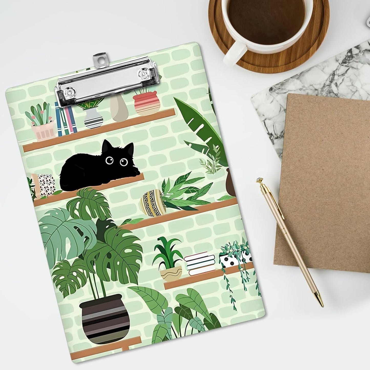 Plastic A4 Clipboards, Cute Fashion Clipboard Decorative, 12.2" x 8.7" Standard A4 Size Clipboards, Plastic Acrylic Clipboard for Teacher, Social Worker, Students,Women, Office Supplies(Black Cat)