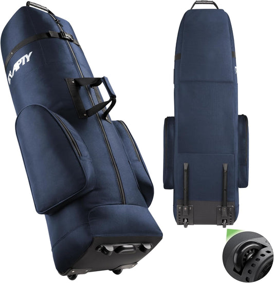 Padded Golf Club Travel Bag with Wheels, Golf Luggage Case Cover for Airlines - 1680D Wear-Resistant Oxford, Waterproof Coating Layer, Universal Size