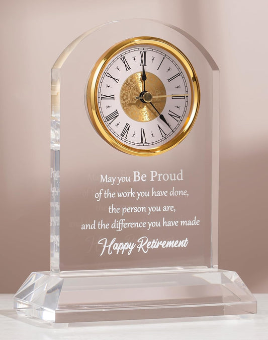 DEEWISH Retirement Gift for Women Men Quartz Desk Clock Plaque Gifts, Coworker Gifts Going Away Gift Leaving Gifts Congratulations Retired Gifts for Boss Leader Friends Teacher