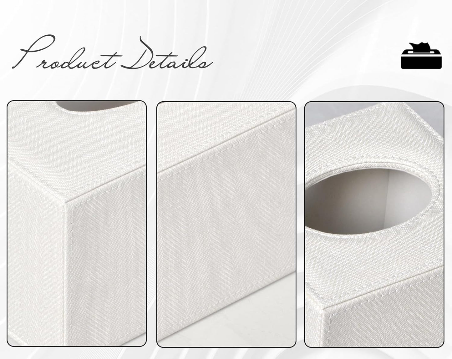 Tissue Box Cover Square Tissue Box Holder for Bathroom (Beige)