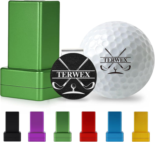 Personalized Golf Ball Stamp Set, Self-Inking Golf Balls Stamper with Golf Ball Marker & Hat Clip - Monogram Name Marker Tool - Funny Golfer Gifts for Men Dad Retirement Husband Boyfriend