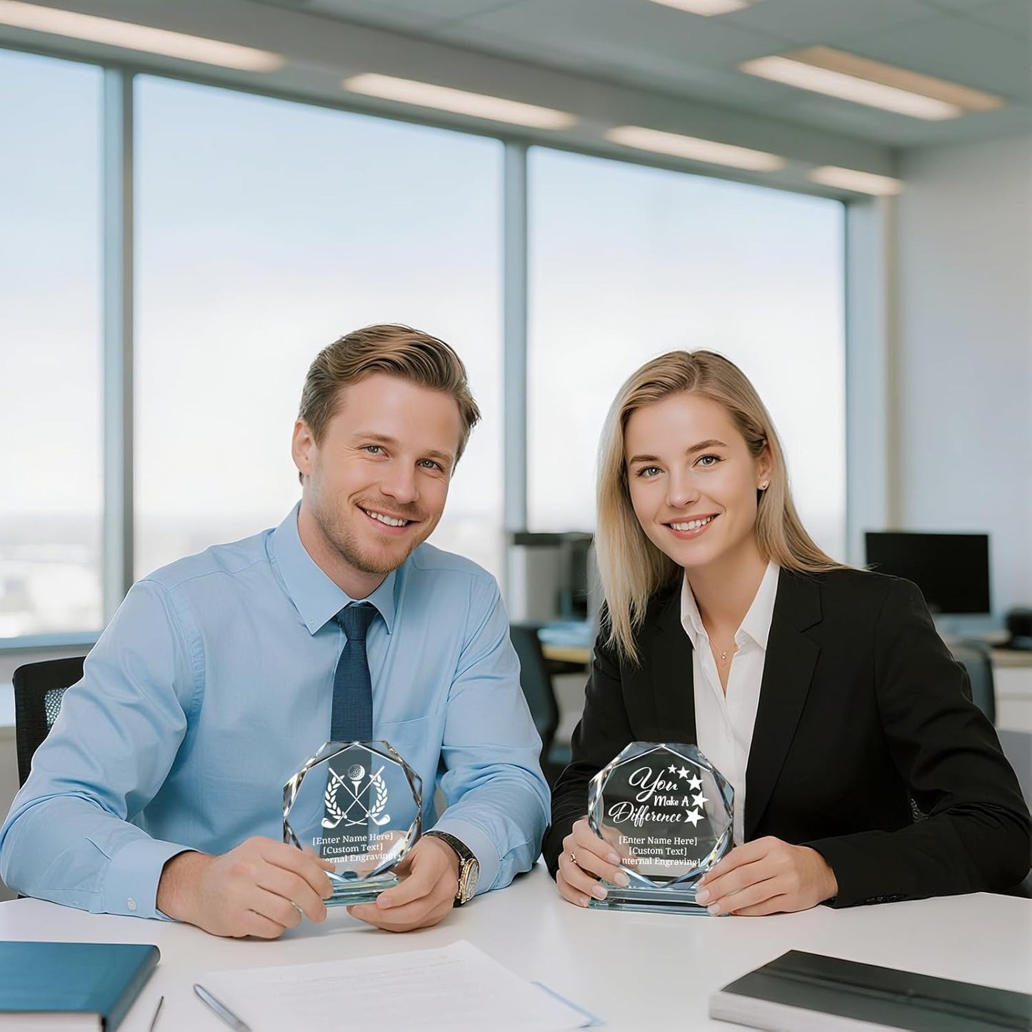Custom Crystal Awards and Trophies – Personalized Engraved Glass Plaques for Employee Recognition, Appreciation, Farewell, Retirement, Coworker Gifts, Sports Achievements