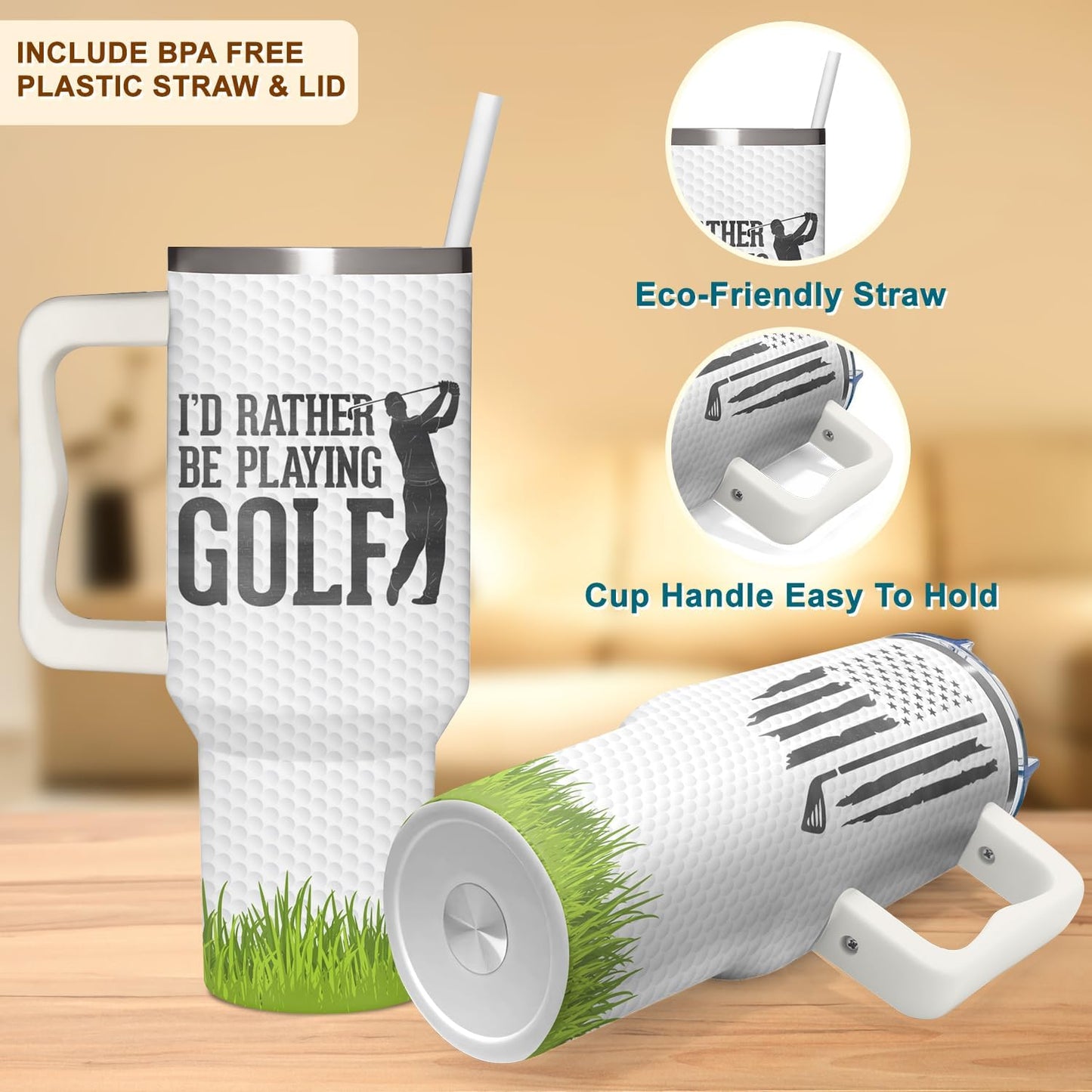 Golf Gifts For Men, Golf Gift For Fathers Day, Birthday, Best Present Ideas From Son, Daughter And Kids, Cool Gifts For Women, Christmas Gift for Golfers Men, Dad, Golfers Tumbler 40oz With Handle