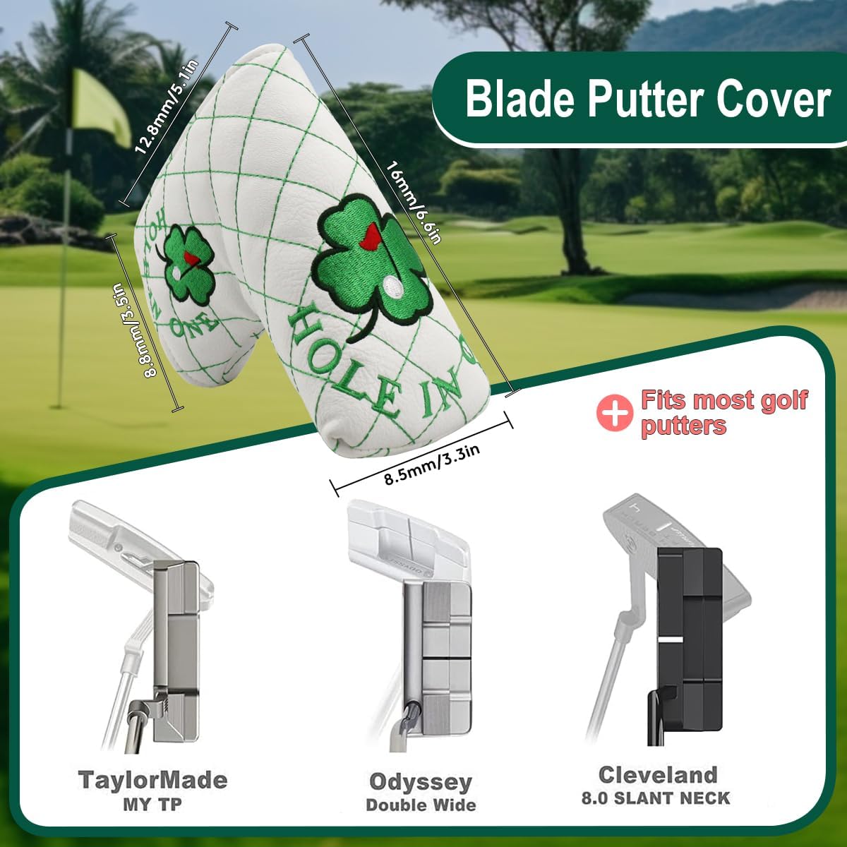 Golf Head Covers Blade Putter Cover Headcover Magnetic Closure Embroidered Fit for Most Brands Scotty Cameron Odyssey Blade Taylormade Ping ect.