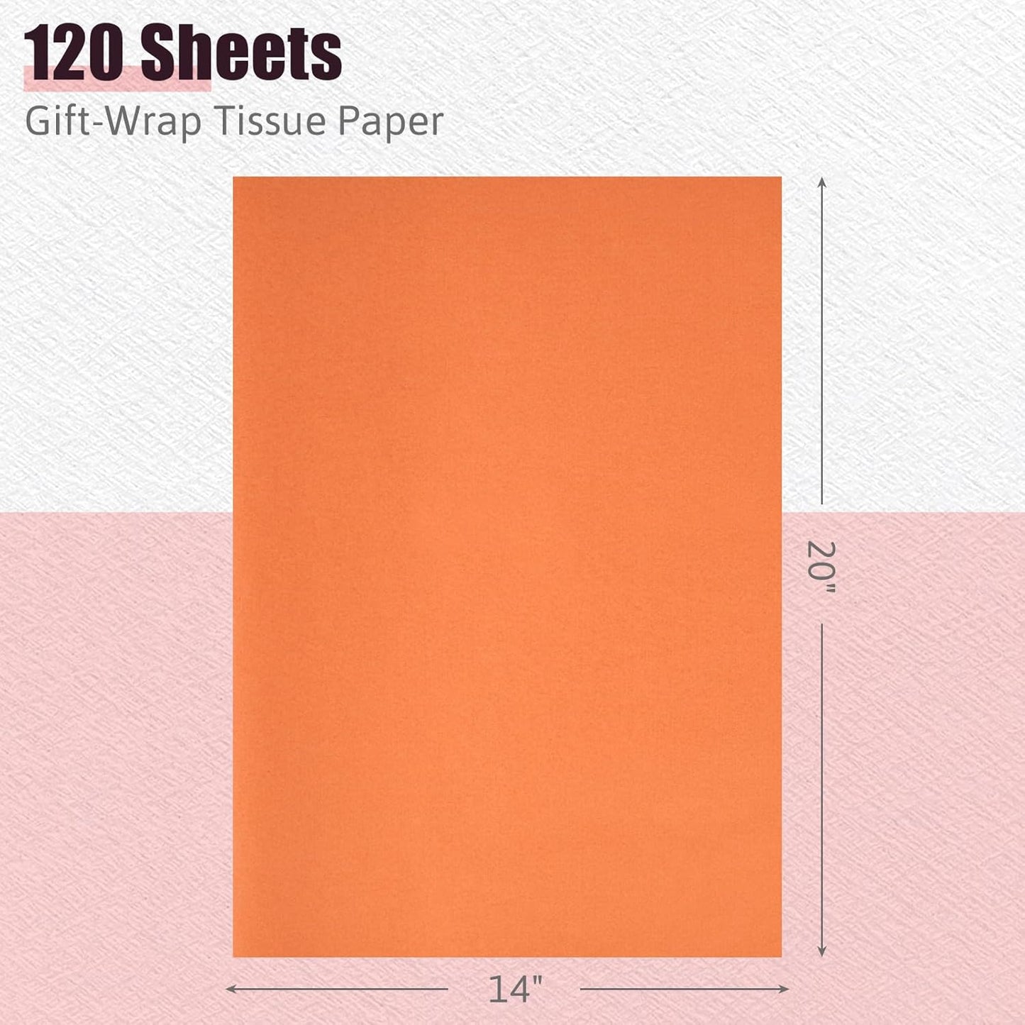 Shindel 120 Sheets Orange Tissue Paper, 20x14 Inch Fall Tissue Paper for Gift Bags, Halloween Autumn DIY Crafts Gift Wrapping Decor