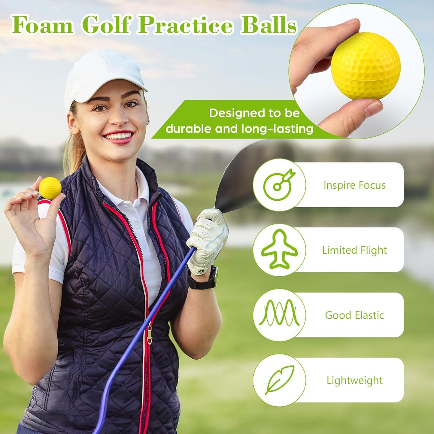 12 Pcs Foam Golf Practice Balls Soft Foam Balls for Golf Practice Realistic Feel and Flight Sport Training