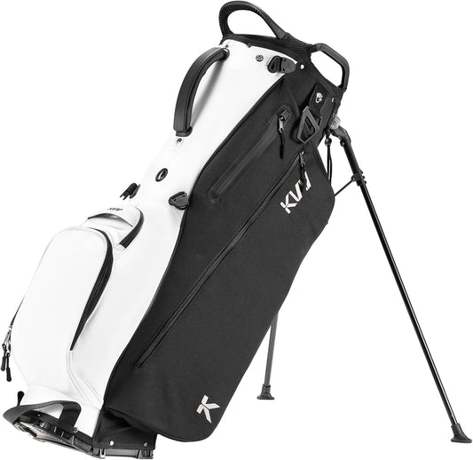 KVV Lightweight Golf Stand Bag with 7 Way Full-Length Dividers, 5 Zippered Pockets, Automatically Adjustable Dual Straps，Elegant Design