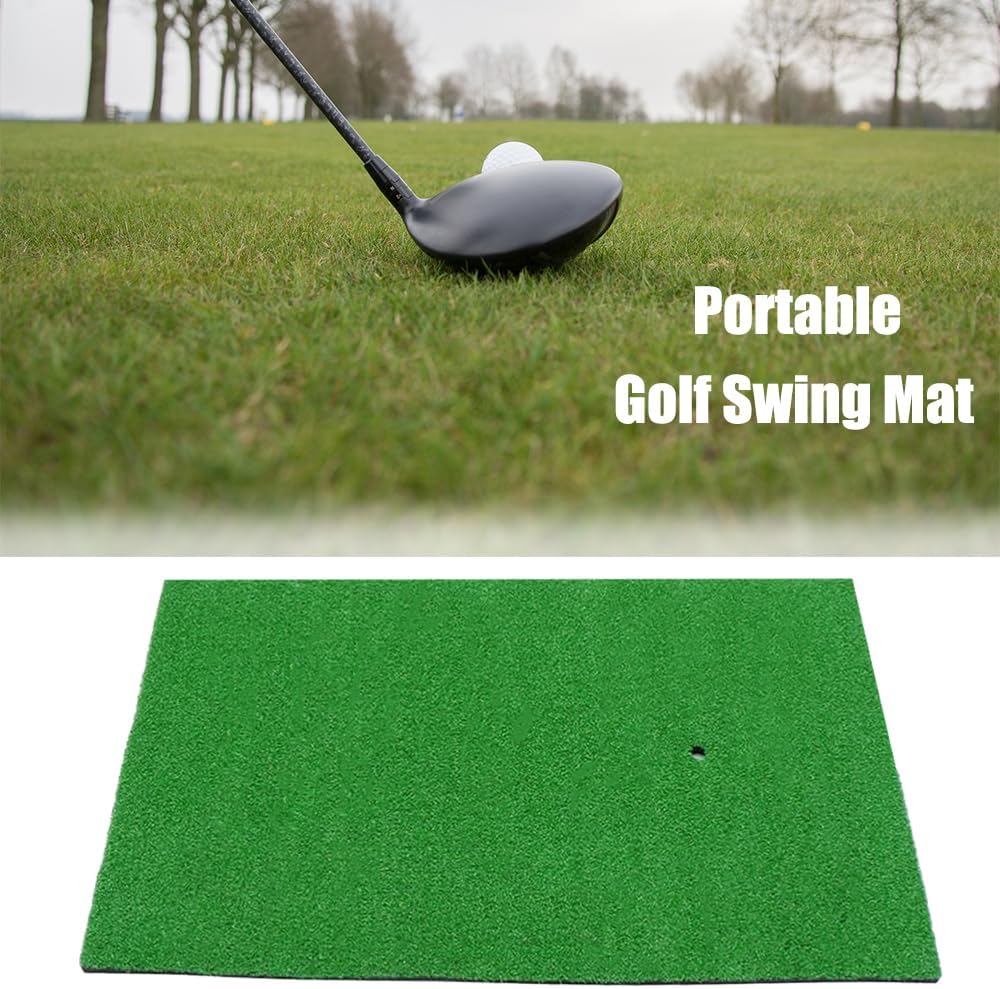 Golf Hitting Mat -32 x 20 inch Artificial Turf, SBR Foam Bottom with Rubber Tee for Swing Practice, which is an Indoor-Outdoor Chipping mat