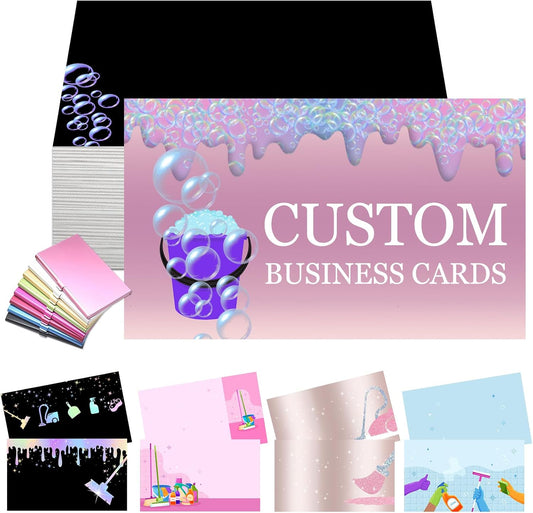 Custom Cleaning Business Cards Customizable with Logo Photo Personalized Business Card Customize for Small Business Customized Waterproof Double Sided Cards 100 200 500 1000