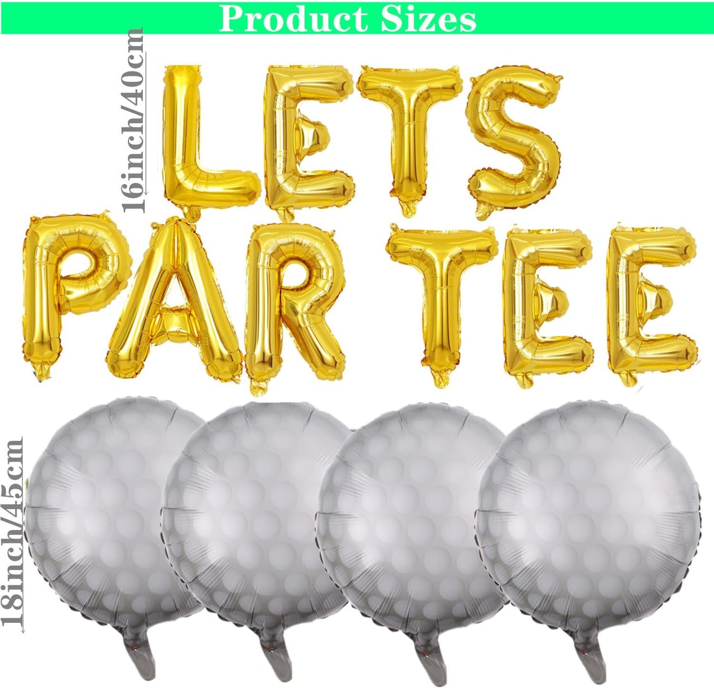 Let's Partee Golf Party Balloons Decorations Banner Men Boys Birthday Decoration Sport Themed Party Supplies Foil Mylar Golf Ball Balloons for Birthday Baby Shower Retirement Party (Gold)