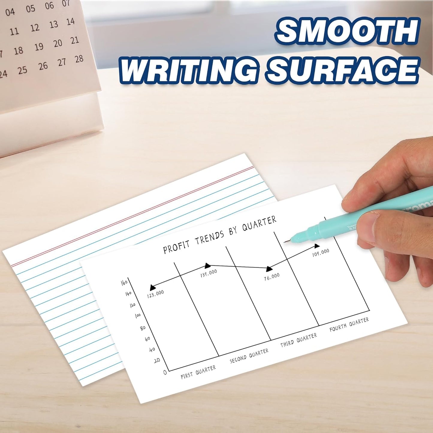 Chell Ruled Index Cards 4x6 Inch Heavyweight, 200 Count, Ruled Front and Blank Back, 65 lb. Cover Weight, White