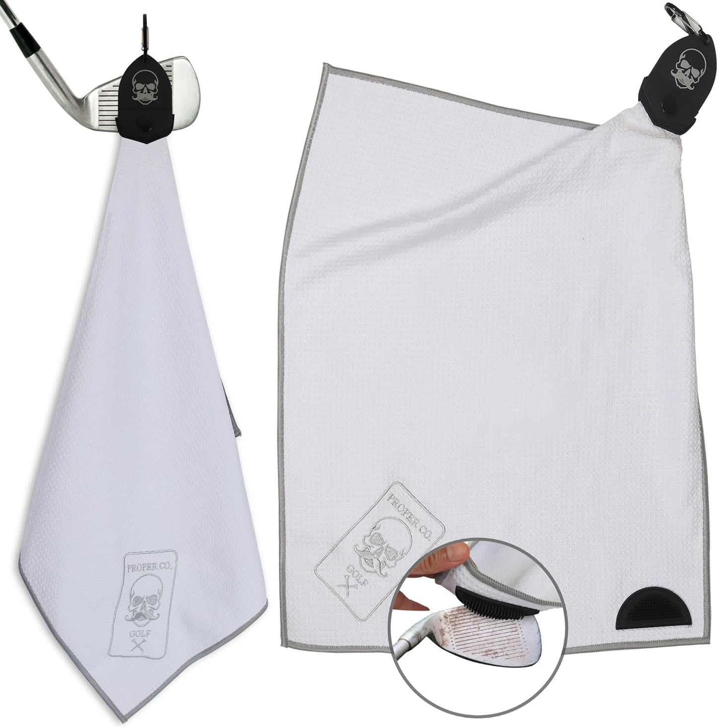 Magnetic Golf Towel (White) Microfiber Golf Towel | Ultra Absorbant Waffle Pattern | Extra Strong Magnet for Golf Cart or Clubs