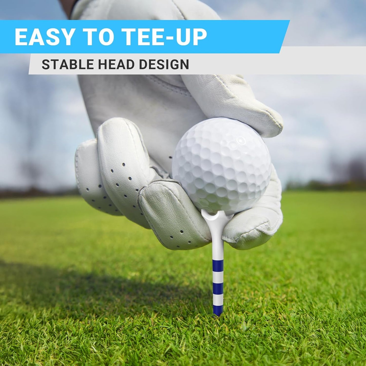 Professional Plastic Golf Tees 100 Pack (3-1/4" or 2-3/4"), Enhanced Durability & Stability, Engineered to Minimize Friction and Side Spin