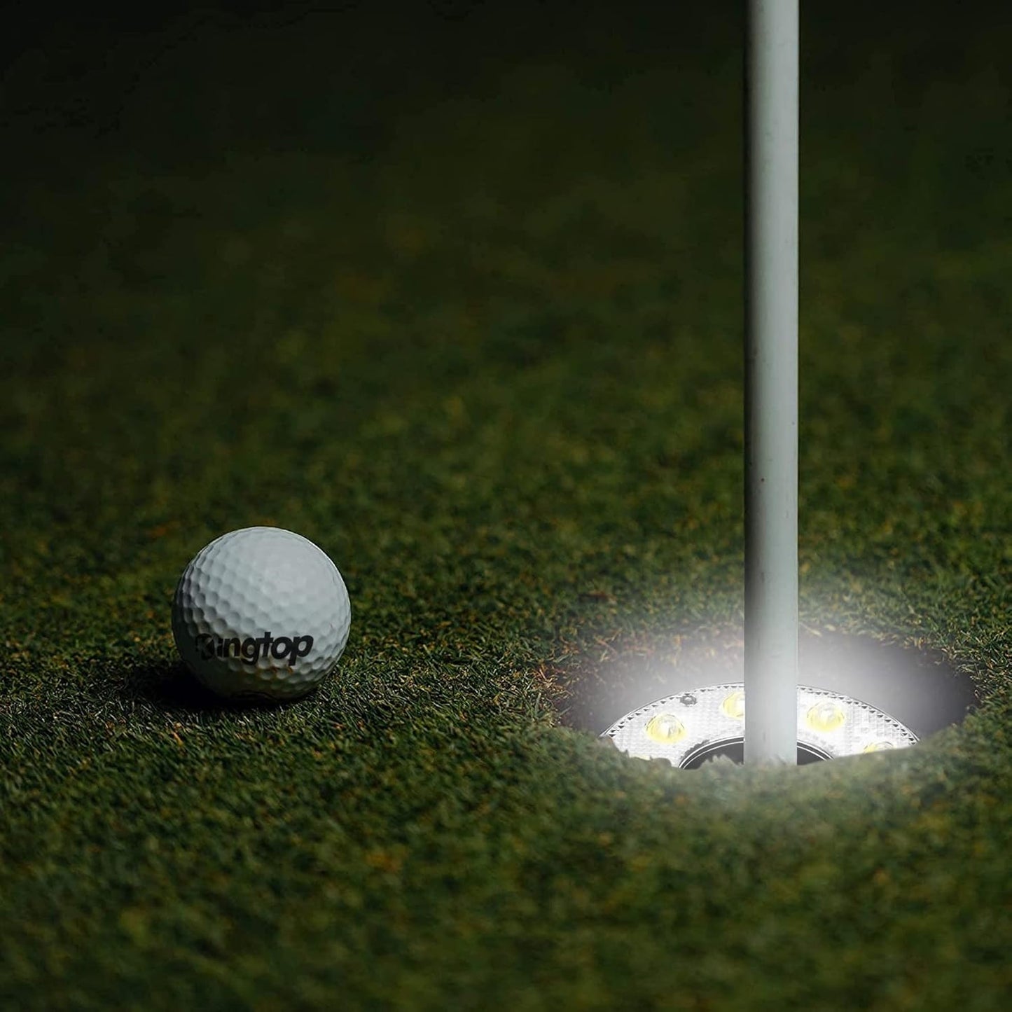 KINGTOP Mini Golf Flagstick with LED Hole Light, Practice Putting Green Flags for Yard, Golf Pin Flag Hole Cup Set, Light Up Night Golf Party