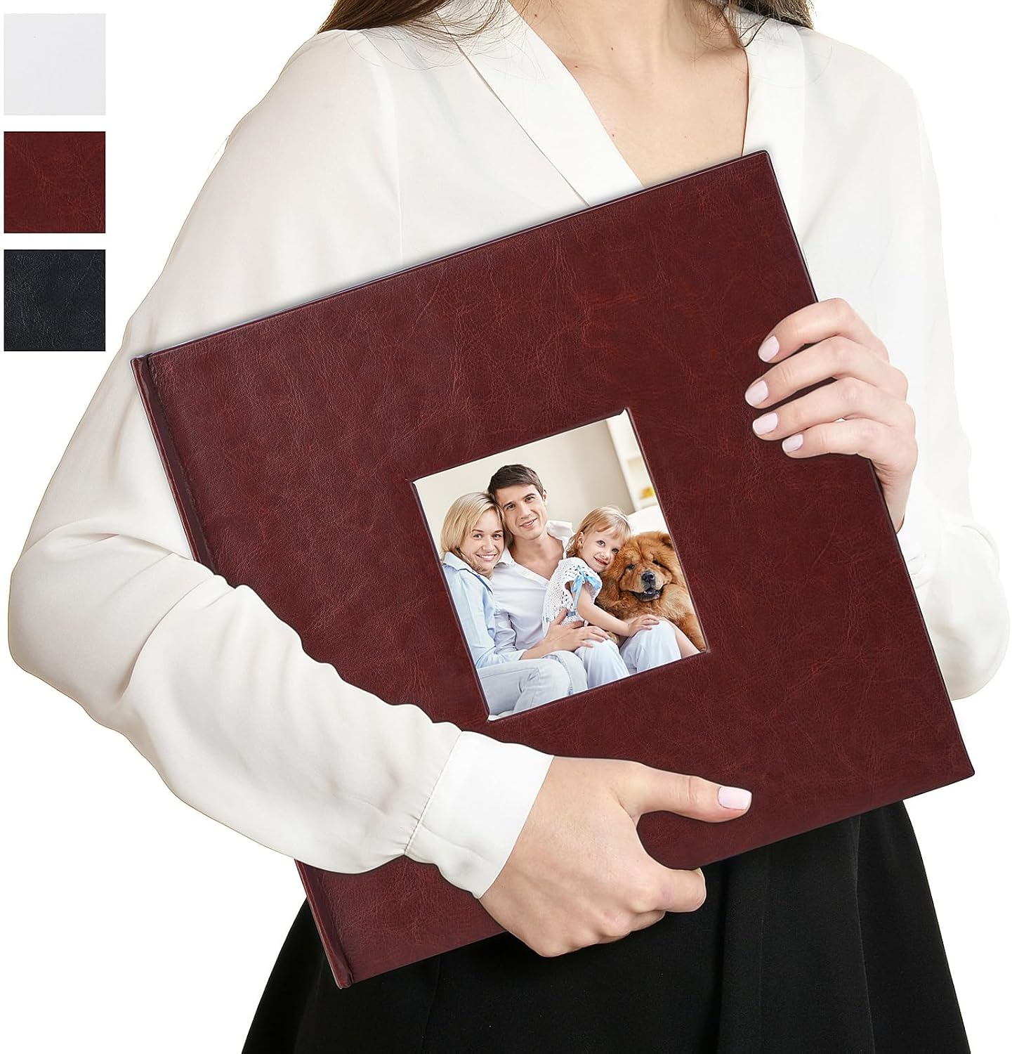 Leather Scrapbook Album DIY Set Scrap Book Album Hardcover Pictures Book 10.5"x10.5",DIY,Handmade for Anniversary,Family Memories,Couples,Friend&Baby,Accommodates 3x5 to 8x10 Photos (Leather-brown)