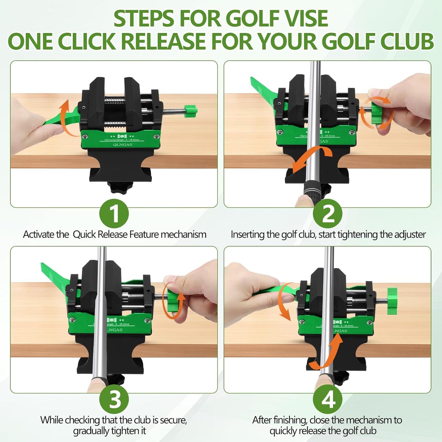 Golf Club Regripping Pro Kit - Quick-Release Vise Clamp and Portable Design, Heavy Duty Grip Removal Tool, with Non-Slip Rubber Jaws & Durable Regripping Station for Home Workshop
