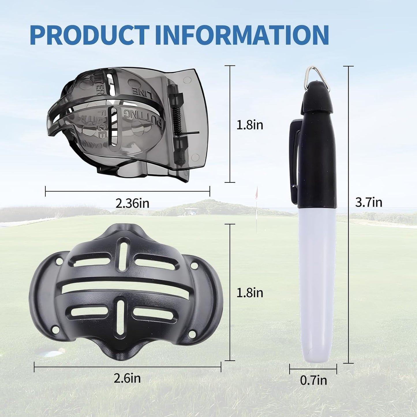 8 Pack Golf Ball Line Marker Tool,Golf Ball Stencil Alignment Kit,4 Golf Ball Marker Stencil and 4 Color Golf Ball Markers,Easy Ball ID &Putting Practice