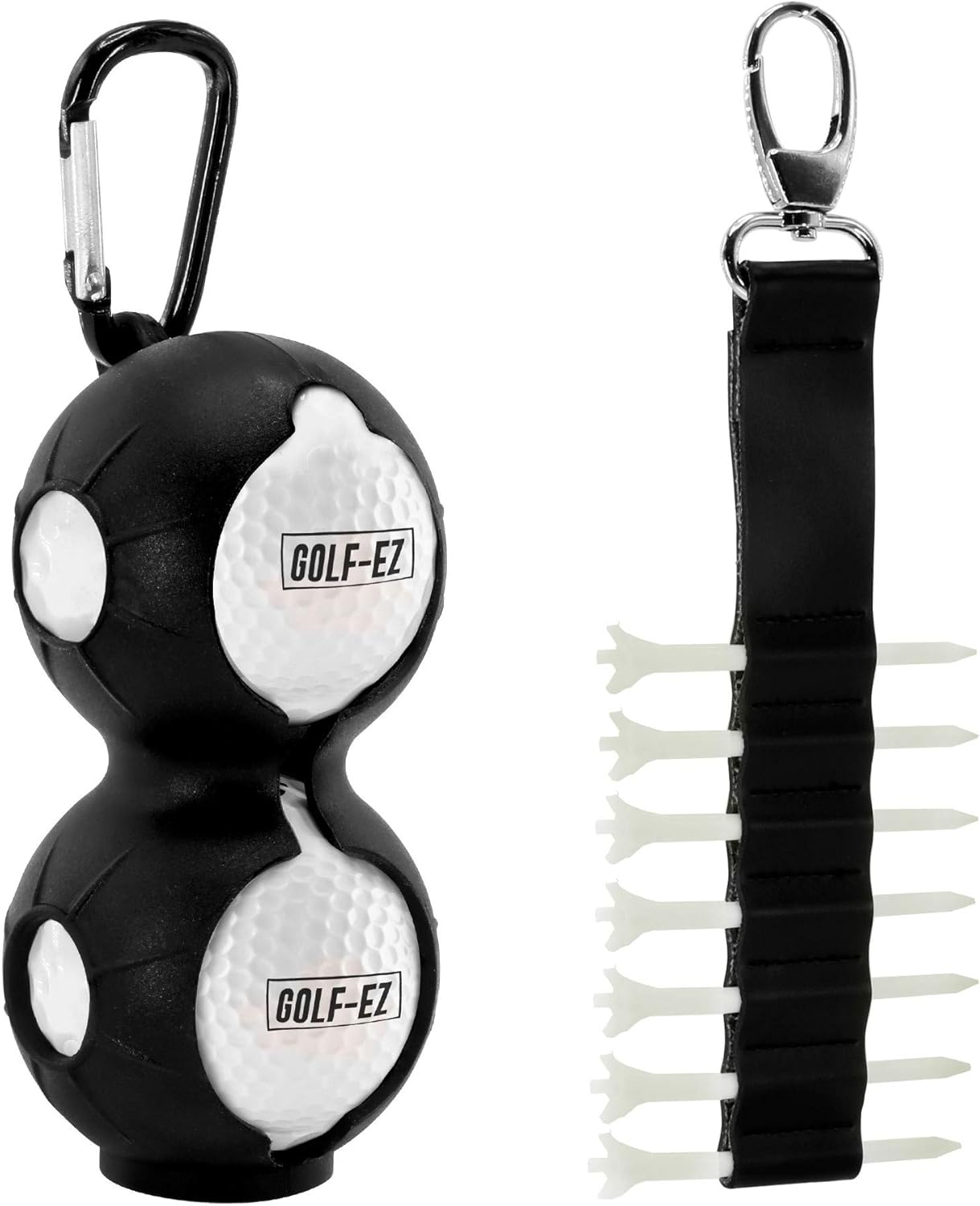 Golf Ball Holder & Golf Tee Holder | Grab-n-Go Design (Holds 2 Balls / 7 Tees)
