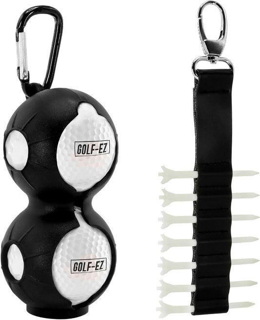 Golf Ball Holder & Golf Tee Holder | Grab-n-Go Design (Holds 2 Balls / 7 Tees)