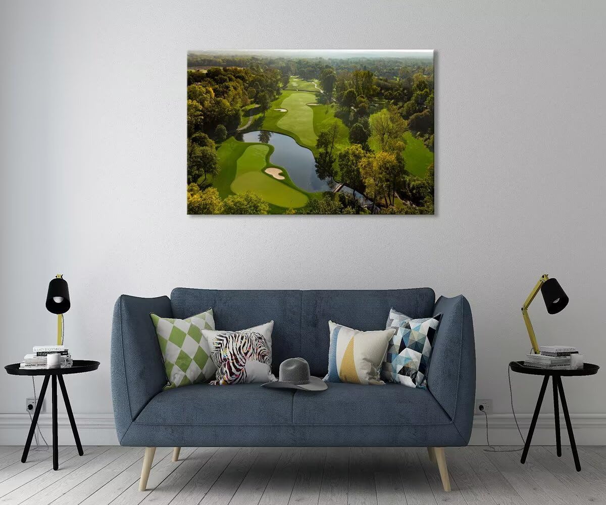 chenchenArt USA Ohio Golf Course Wall Art for Office Living Room Bedroom Home Decorations Ohio Golf Course Picture Poster Canvas Prints Modern Artwork Framed Ready to Hang(18''H x 24''W)