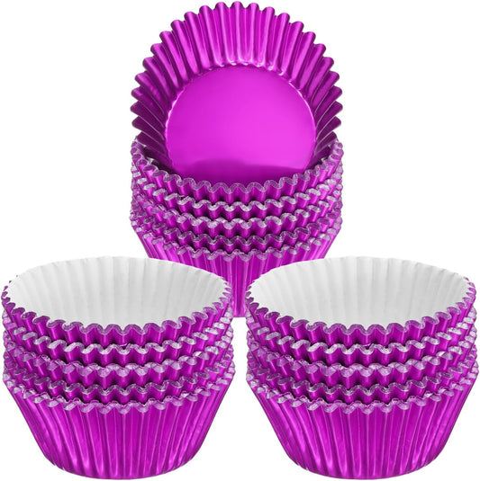 HARFINGTON 300 Count Rose Red Foil Muffins Cupcake Liners Standard Size Metallic Baking Cups Wrappers Greaseproof for Party Wedding Birthday