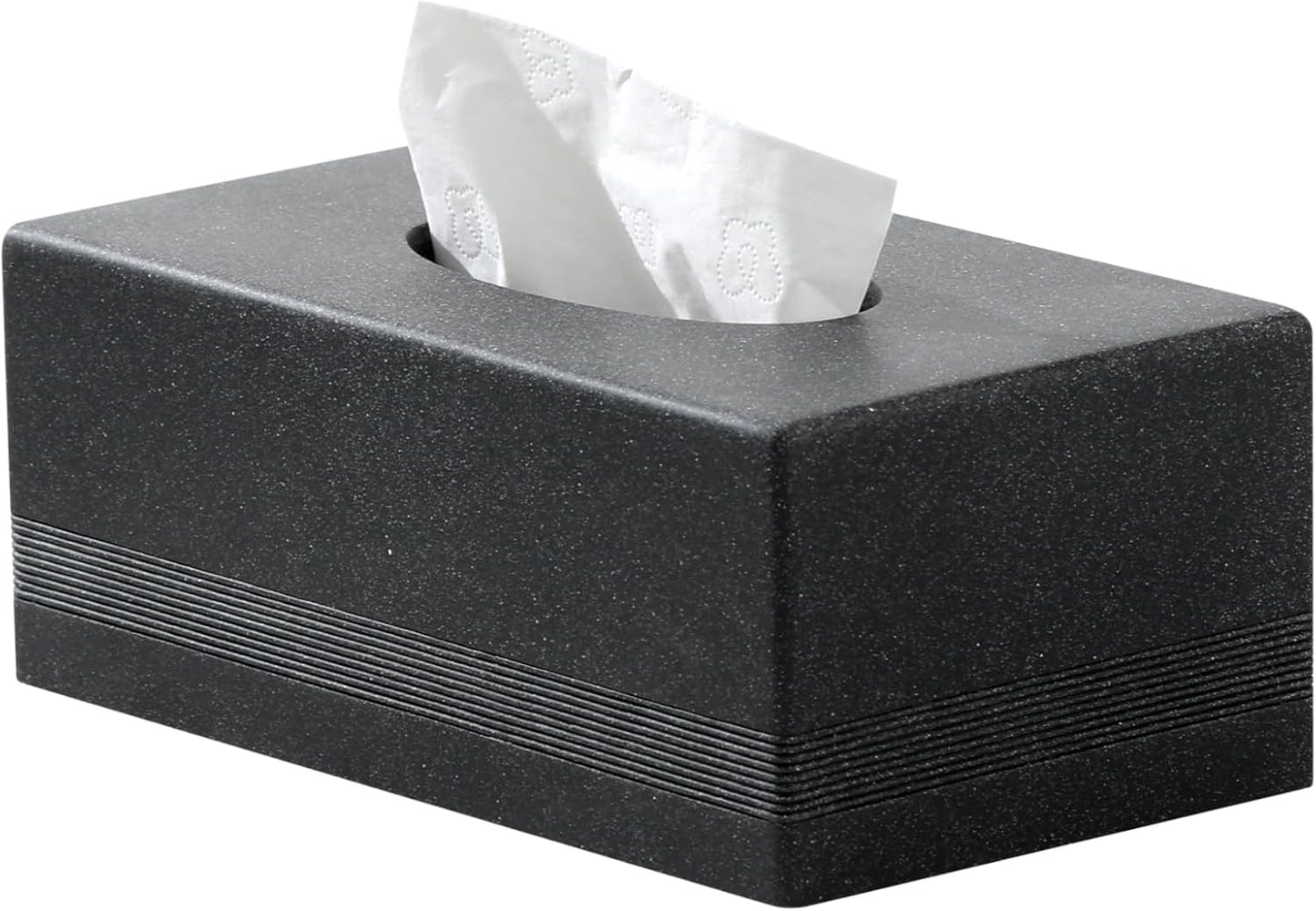Tissue Box Cover Rectangle, Resin Facial Tissues Holder Covers RectangularToilet Paper Holder Case Dispenser Home Decorative for Bathroom Kitchen Bedroom Living Room Office (Black)