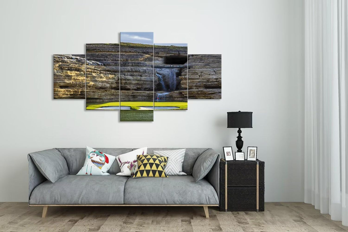 chenchenArt Payne's Valley Golf Course 19th Hole Wall Art for Living Room Bedroom Bathroom Home Decorations Payne's Valley Golf Course Picture Poster Canvas Prints Framed Ready to Hang(60''W x 32''H)